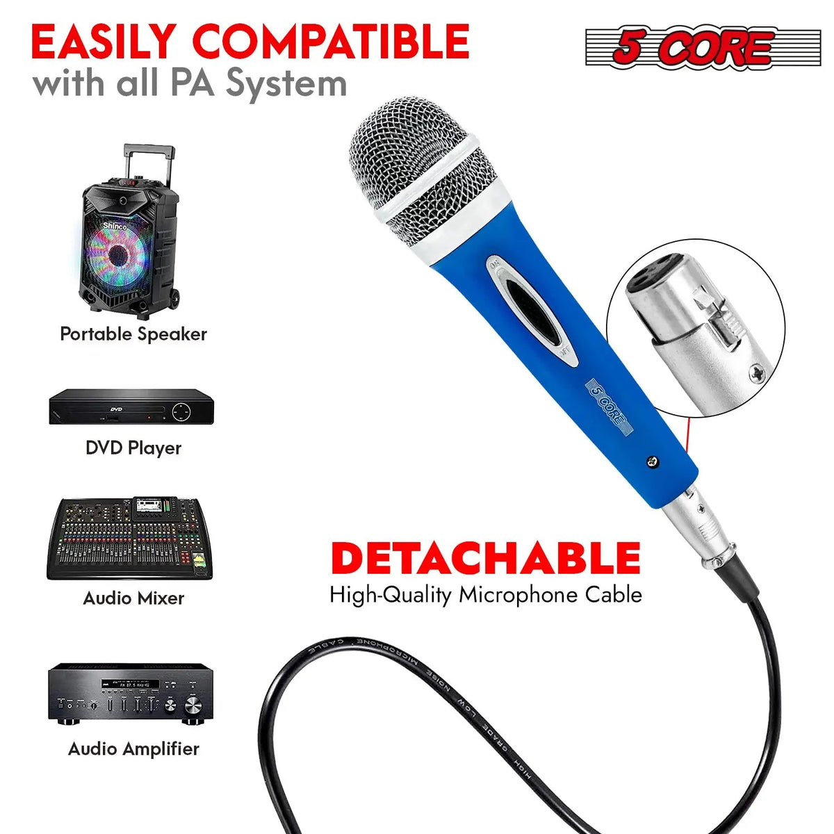 5Core XLR Microphone Dynamic Mic Karaoke Singing Studio Mics Handheld Microfono - HONORABLE VETERANS SOLUTIONS
