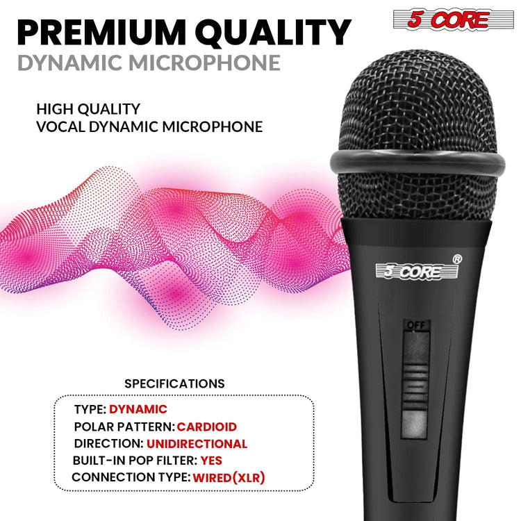 5Core XLR Microphone Dynamic Mic Karaoke Singing Studio Mics Handheld Microfono - HONORABLE VETERANS SOLUTIONS