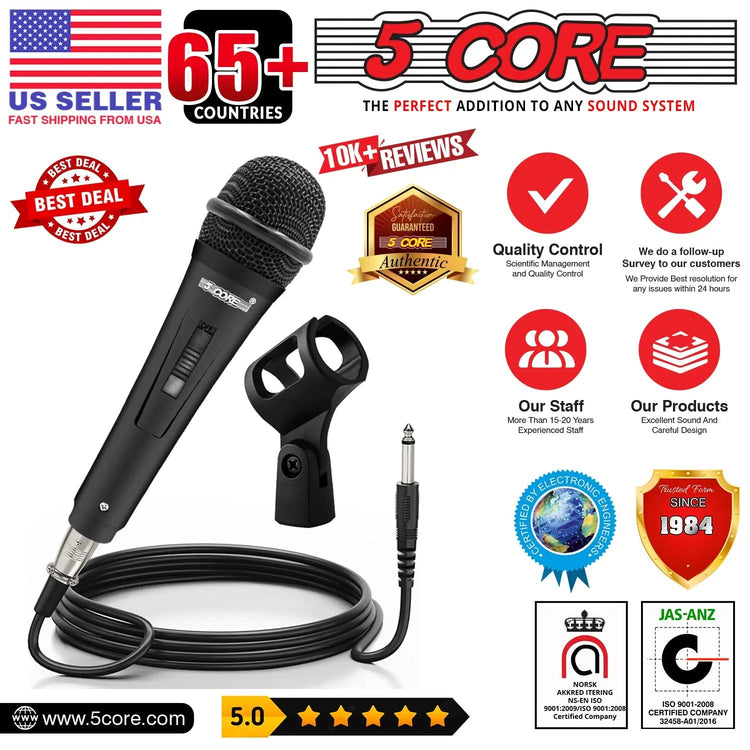 5Core XLR Microphone Dynamic Mic Karaoke Singing Studio Mics Handheld Microfono - HONORABLE VETERANS SOLUTIONS