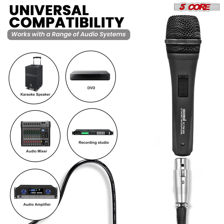 5Core XLR Microphone Dynamic Mic Karaoke Singing Studio Mics Handheld Microfono - HONORABLE VETERANS SOLUTIONS