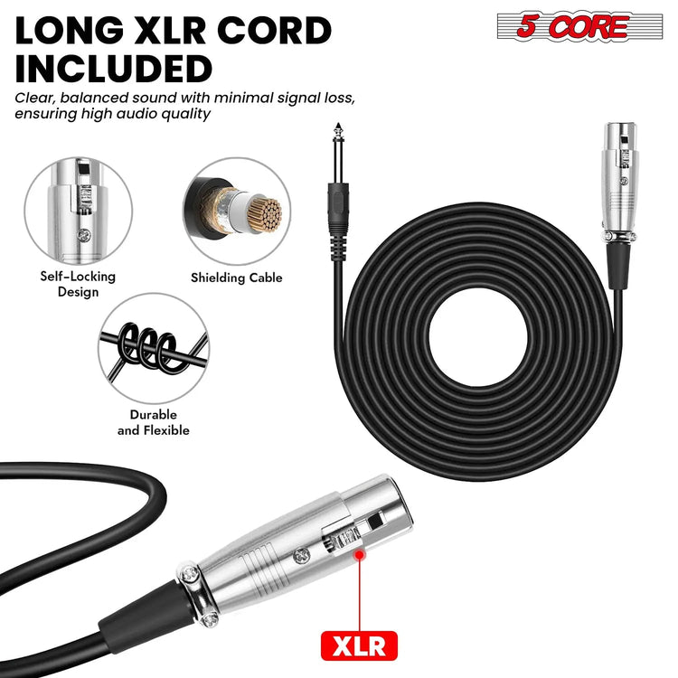 5Core XLR Microphone Dynamic Mic Karaoke Singing Studio Mics Handheld Microfono - HONORABLE VETERANS SOLUTIONS