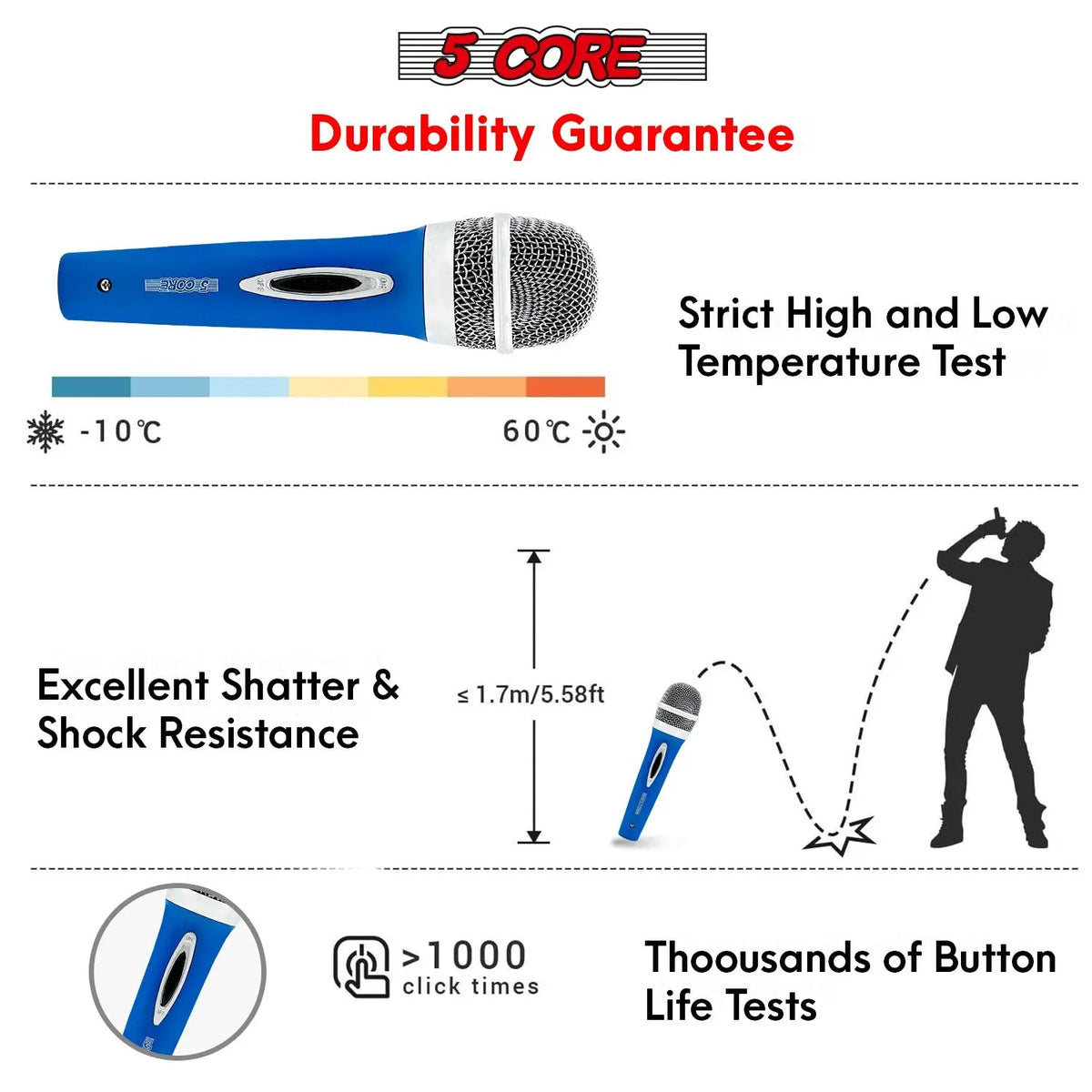 5Core XLR Microphone Dynamic Mic Karaoke Singing Studio Mics Handheld Microfono - HONORABLE VETERANS SOLUTIONS