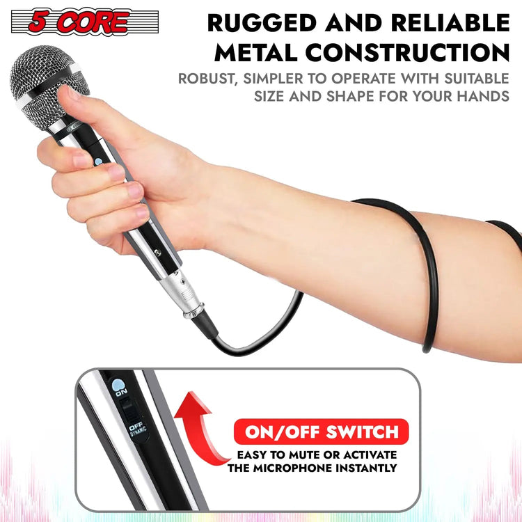 5Core XLR Microphone Dynamic Mic Karaoke Singing Studio Mics Handheld Microfono - HONORABLE VETERANS SOLUTIONS