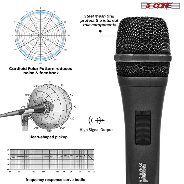 5Core XLR Microphone Dynamic Mic Karaoke Singing Studio Mics Handheld Microfono - HONORABLE VETERANS SOLUTIONS