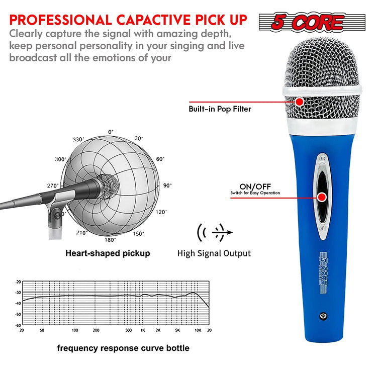 5Core XLR Microphone Dynamic Mic Karaoke Singing Studio Mics Handheld Microfono - HONORABLE VETERANS SOLUTIONS