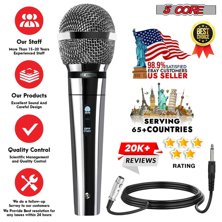 5Core XLR Microphone Dynamic Mic Karaoke Singing Studio Mics Handheld Microfono - HONORABLE VETERANS SOLUTIONS