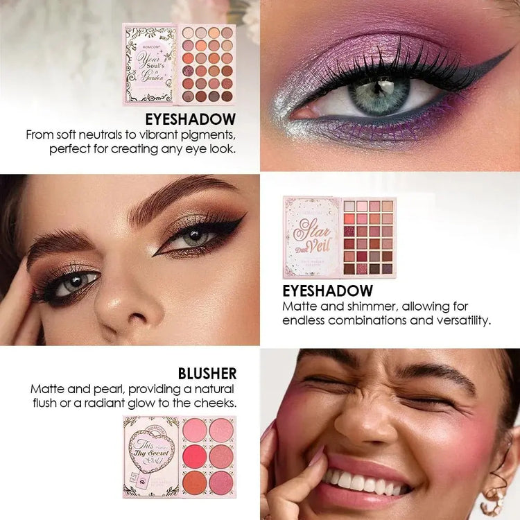 5‑Page Full Face Makeup Kit, Matte & Shimmer Eyeshadow, Blush, Contour, Lip Gloss Mascara for Versatile Makeup Looks - HONORABLE VETERANS SOLUTIONS