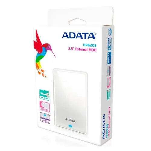 ADATA 2TB HV620S Slim External Hard Drive, 2.5", USB 3.2, 11.5mm Thick, White - HONORABLE VETERANS SOLUTIONS