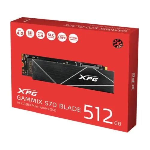 ADATA 512GB XPG GAMMIX S70 Blade M.2 NVMe SSD, M.2 2280, PCIe 4.0, 3D NAND, R/W 7400/2600 MB/s, 425K/510K IOPS - HONORABLE VETERANS SOLUTIONS