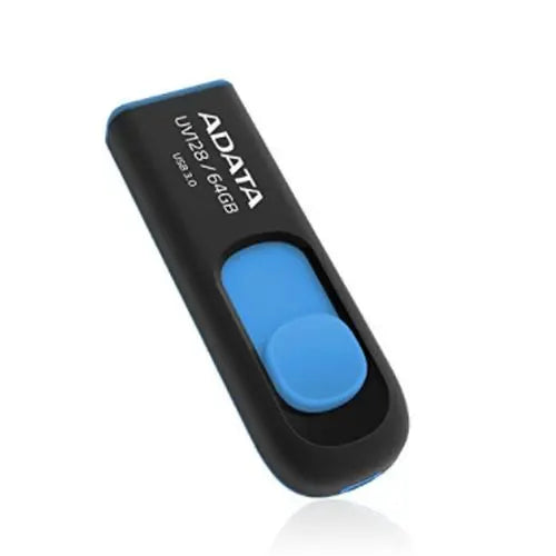ADATA 64GB UV128 USB 3.0 Memory Pen, Retractable, Capless, Black & Blue - HONORABLE VETERANS SOLUTIONS
