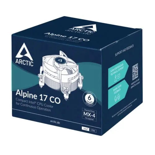ARCTIC Alpine 17 CO Compact Heatsink & Fan for Continuous Operation, Intel 1851, 1700, Dual Ball Bearing, 100W TDP - HONORABLE VETERANS SOLUTIONS