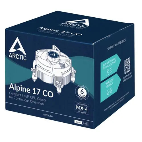 ARCTIC Alpine 17 CO Compact Heatsink & Fan for Continuous Operation, Intel 1851, 1700, Dual Ball Bearing, 100W TDP - HONORABLE VETERANS SOLUTIONS