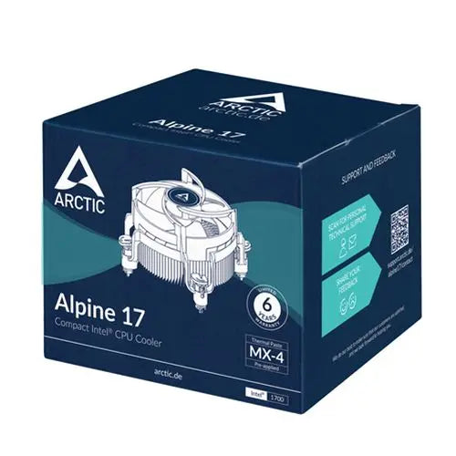 ARCTIC Alpine 17 Compact Heatsink & Fan, Intel 1851, 1700, Fluid Dynamic Bearing, 95W TDP - HONORABLE VETERANS SOLUTIONS