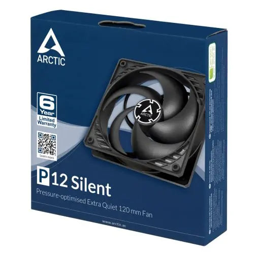 ARCTIC P12 Silent Pressure Optimised 120mm Case Fan, Black, Fluid Dynamic, 1050 RPM - HONORABLE VETERANS SOLUTIONS