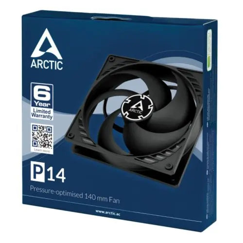 ARCTIC P14 Pressure Optimised 140mm Case Fan, Black, Fluid Dynamic, 1700 RPM - HONORABLE VETERANS SOLUTIONS