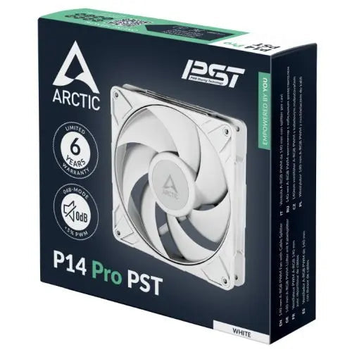 ARCTIC P14 Pro PST 140mm PWM Case Fan w/ Cable Splitter, Fluid Dynamic Bearing, 400-2500 RPM, White - HONORABLE VETERANS SOLUTIONS