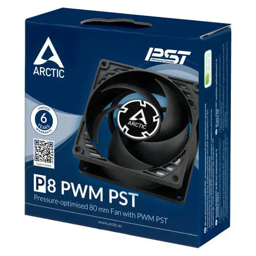 ARCTIC P8 80mm Pressure Optimised PWM PST Case Fan w/ Cable Splitter, Black, Fluid Dynamic, 200-3000 RPM - HONORABLE VETERANS SOLUTIONS