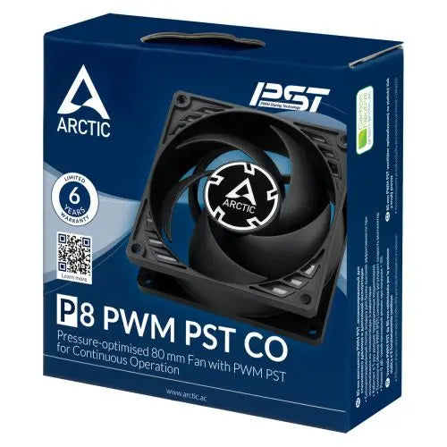 ARCTIC P8 80mm PWM PST CO Case Fan for Continuous Operation, Pressure-Optimised, Dual Ball Bearing, 200-3000 RPM, Black - HONORABLE VETERANS SOLUTIONS