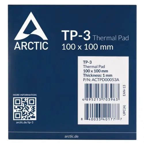 ARCTIC TP-3 Premium Performance Gap Filler Thermal Pad (Single), Easy Installation, 100 x 100 mm, 1.0 mm Thick, Blue - HONORABLE VETERANS SOLUTIONS