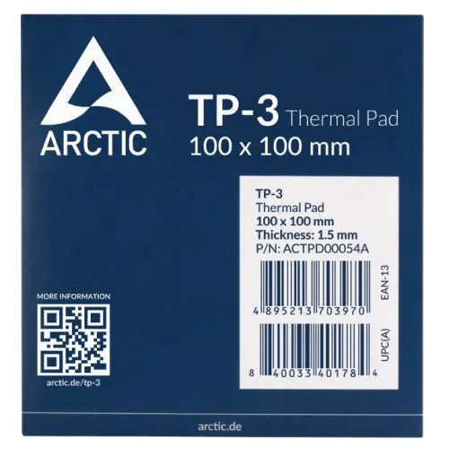 ARCTIC TP-3 Premium Performance Gap Filler Thermal Pad (Single), Easy Installation, 100 x 100 mm, 1.5 mm Thick, Blue - HONORABLE VETERANS SOLUTIONS