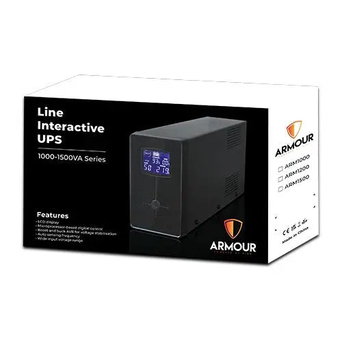 Armour 1000VA UPS, 600W, LCD Display, 3x UK Plug, 2x RJ45, 3x IEC, USB - HONORABLE VETERANS SOLUTIONS