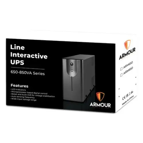 Armour 650VA UPS, 390W, LED Indicators, 2x UK Plug, 2x RJ45, USB - HONORABLE VETERANS SOLUTIONS