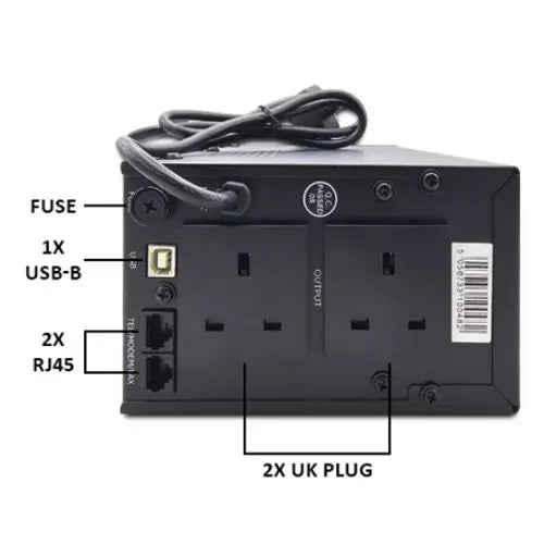 Armour 650VA UPS, 390W, LED Indicators, 2x UK Plug, 2x RJ45, USB - HONORABLE VETERANS SOLUTIONS