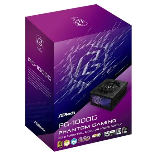 Asrock 1000W Phantom Gaming PG-1000G PSU, Fully Modular, 80+ Gold, Cybenetics Gold & Lambda A, ATX 3.1, PCIe 5.1 - HONORABLE VETERANS SOLUTIONS