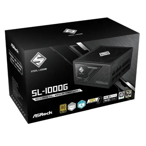 Asrock 1000W Steel Legend SL-1000G PSU, Fully Modular, 80+ Gold, Cybenetics Platinum & Lambda A, ATX 3.1, PCIe 5.1 - HONORABLE VETERANS SOLUTIONS