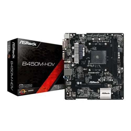 Asrock B450M-HDV R.40, AMD B450, AM4, Micro ATX, 2 DDR4, VGA, DVI, HDMI, M.2 - HONORABLE VETERANS SOLUTIONS