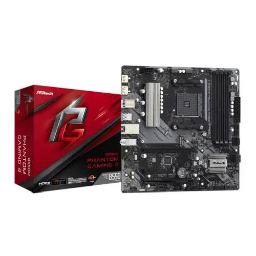 Asrock B550M PHANTOM GAMING 4, AMD B550, AM4, Micro ATX, 4 DDR4, HDMI, DP, XFire, PCIe4, M.2 - HONORABLE VETERANS SOLUTIONS