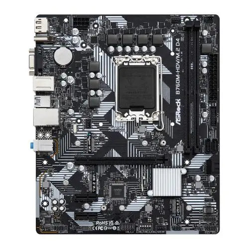 Asrock B760M-HDV/M.2 D4, Intel B760, 1700, Micro ATX, 2 DDR4, VGA, HDMI, DP, GB LAN, PCIe4, 2x M.2 - HONORABLE VETERANS SOLUTIONS