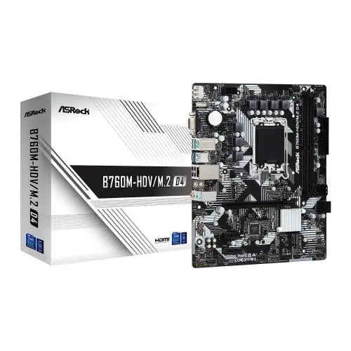 Asrock B760M-HDV/M.2 D4, Intel B760, 1700, Micro ATX, 2 DDR4, VGA, HDMI, DP, GB LAN, PCIe4, 2x M.2 - HONORABLE VETERANS SOLUTIONS