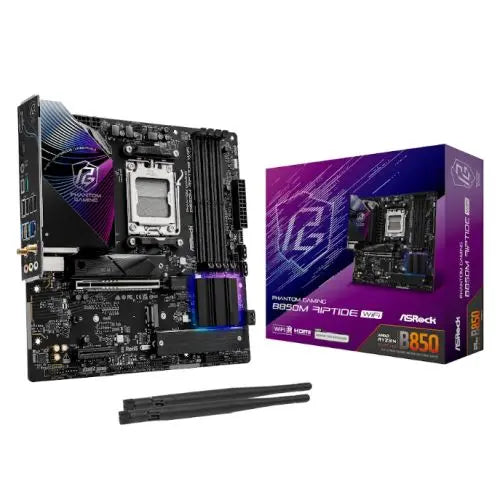 Asrock B850M RIPTIDE WIFI, AMD B850, AM5, Micro ATX, 4 DDR5, HDMI, DP, Wi-Fi 7, 2.5G LAN, RGB, 3x M.2 - HONORABLE VETERANS SOLUTIONS
