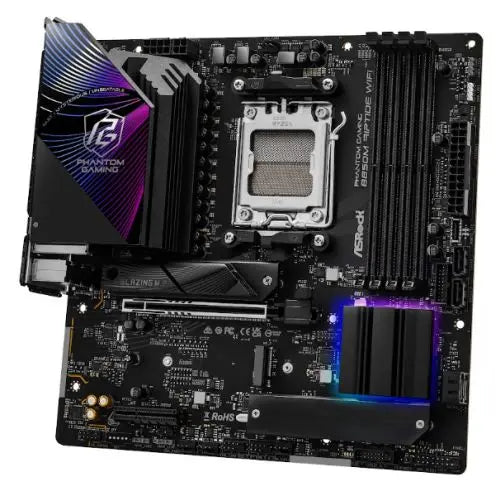 Asrock B850M RIPTIDE WIFI, AMD B850, AM5, Micro ATX, 4 DDR5, HDMI, DP, Wi-Fi 7, 2.5G LAN, RGB, 3x M.2 - HONORABLE VETERANS SOLUTIONS