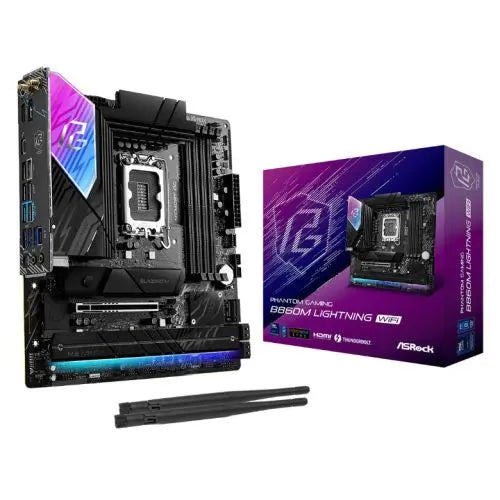 Asrock B860M LIGHTNING WIFI, Intel B860, 1851, Micro ATX, 4 DDR5, HDMI, DP, TB4, Wi-Fi 6E, 2.5G LAN, RGB, 4x M.2 - HONORABLE VETERANS SOLUTIONS