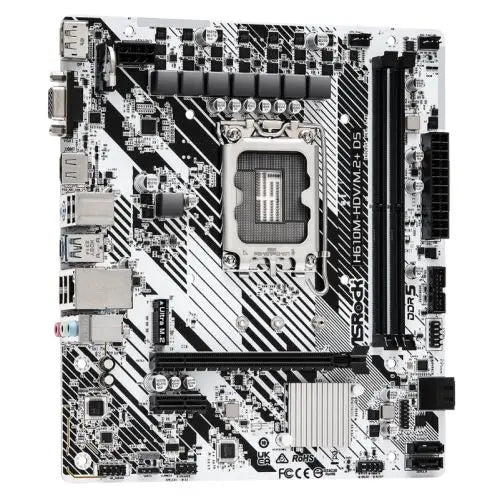 Asrock H610M-HDV/M.2+ D5, Intel H610, 1700, Micro ATX, 2 DDR5, VGA, HDMI, DP, PCIe4, 1x M.2 - HONORABLE VETERANS SOLUTIONS