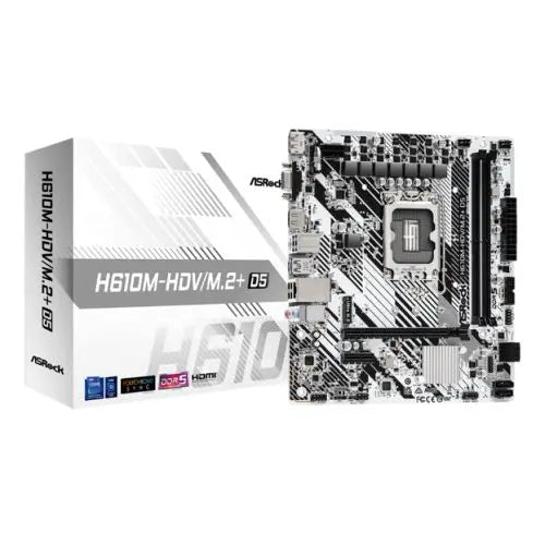 Asrock H610M-HDV/M.2+ D5, Intel H610, 1700, Micro ATX, 2 DDR5, VGA, HDMI, DP, PCIe4, 1x M.2 - HONORABLE VETERANS SOLUTIONS