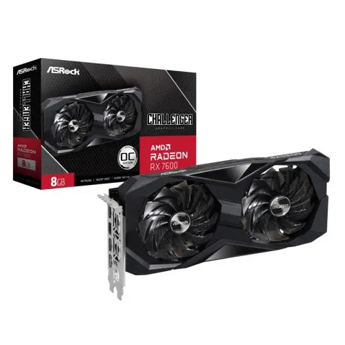 Asrock RX7600 Challenger 8GB OC, PCIe4, 8GB DDR6, HDMI, 3 DP, 2695MHz, Clock, Overclocked - HONORABLE VETERANS SOLUTIONS