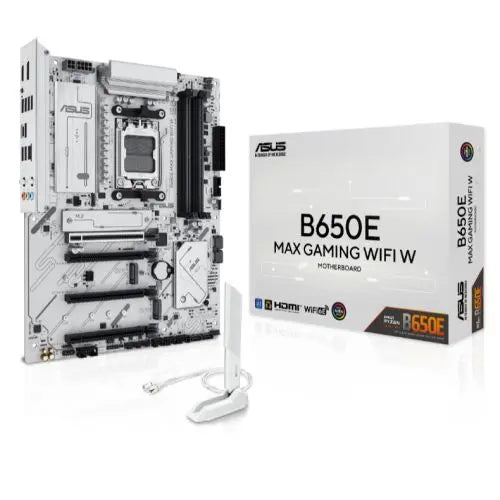 Asus B650E MAX GAMING WIFI W, AMD B650, AM5, ATX, 4 DDR5, HDMI, DP, Wi-Fi 6E, 2.5G LAN, PCIe5, 3x M.2, White - HONORABLE VETERANS SOLUTIONS