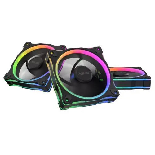 Asus Prime MR120 ARGB Reverse Blade 120mm PWM Case Fans (3 Pack), Sleeve Bearing, 28mm Frame, Dual-Sided Lighting, 1600 RPM, Black - HONORABLE VETERANS SOLUTIONS