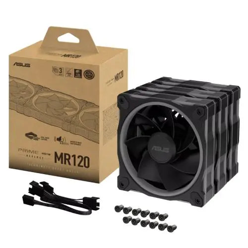 Asus Prime MR120 ARGB Reverse Blade 120mm PWM Case Fans (3 Pack), Sleeve Bearing, 28mm Frame, Dual-Sided Lighting, 1600 RPM, Black - HONORABLE VETERANS SOLUTIONS