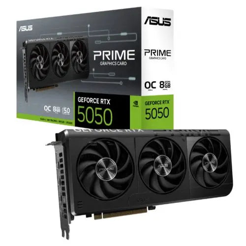 Asus PRIME RTX5050 OC, PCIe5, 8GB DDR6, HDMI, 3 DP, 2707MHz Clock, Overclocked, Compact SFF-Ready - HONORABLE VETERANS SOLUTIONS