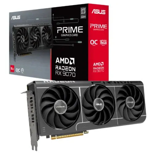 Asus PRIME RX9070 EVO OC, PCIe5, 16GB DDR6, HDMI, 3 DP, 2610MHz Clock, Overclocked, Compact SFF-Ready - HONORABLE VETERANS SOLUTIONS