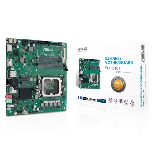 Asus PRO H610T-CSM - Corporate Stable Model, Intel H610, 1700, Thin Mini ITX, 2 DDR5 SO-DIMM, HDMI, DP, LVDS, 19v DC in, 1x M.2 - HONORABLE VETERANS SOLUTIONS