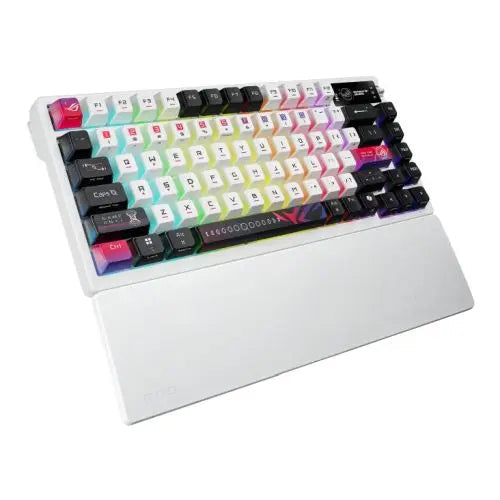Asus ROG AZOTH X 75% Custom Mechanical RGB Gaming Keyboard, Wireless/Btooth/USB, NX Snow Switches, Dye-Sub & Translucent Keycaps, OLED Display, Control Knob, White - HONORABLE VETERANS SOLUTIONS