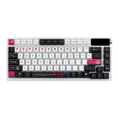 Asus ROG AZOTH X 75% Custom Mechanical RGB Gaming Keyboard, Wireless/Btooth/USB, NX Snow Switches, Dye-Sub & Translucent Keycaps, OLED Display, Control Knob, White - HONORABLE VETERANS SOLUTIONS