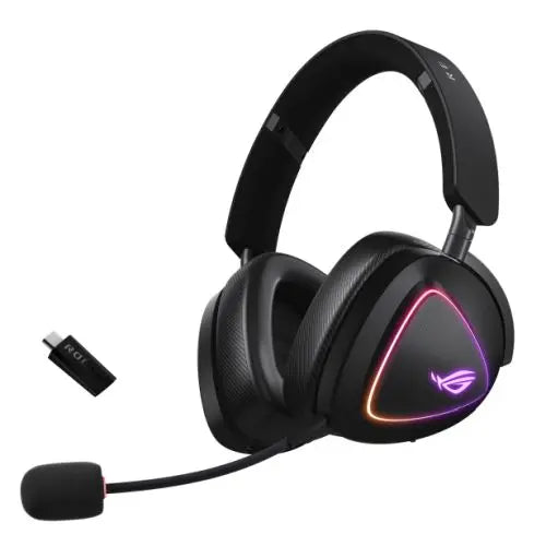Asus ROG DELTA II Tri-Mode Wireless Gaming Headset, 2.4GHz/Btooth/3.5mm Jack, 50mm Titanium Drivers, DualFlow Audio, 110-Hour Battery, RGB - HONORABLE VETERANS SOLUTIONS