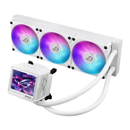 Asus ROG Ryujin III 360 ARGB Extreme 360mm Liquid CPU Cooler, 3x Enhanced Magnetic ROG ARGB Fans, Upgraded Customisable 3.5" LCD Display, White - HONORABLE VETERANS SOLUTIONS