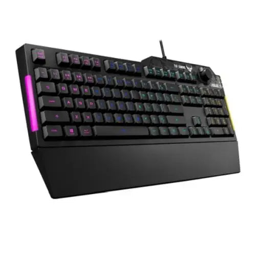 Asus TUF GAMING K1 RGB Keyboard with Volume Knob, 19-key Rollover, Side Light Bar & Armoury Crate, Spill Resistant, Detachable Wrist Rest - HONORABLE VETERANS SOLUTIONS